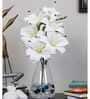 Elegant Artificial White Lily Flower Bunch Real Touch Decorative Bouquet For Home & Events (White)