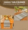 Beige and White Woven 13x74 Inch Table Runner with Tassels