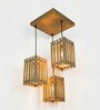 Elegant Beige Solid Wood Cluster Hanging Lights