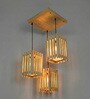 Elegant Beige Solid Wood Cluster Hanging Lights