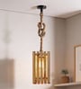 Elegant Beige Solid Wood Single Hanging Lamp