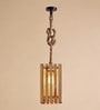 Elegant Beige Solid Wood Single Hanging Lamp