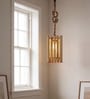Elegant Beige Solid Wood Single Hanging Lamp