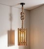 Elegant Beige Solid Wood Single Hanging Lamp