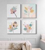 Elegant Blooming Flowers Painting Set of 4 Canvas Wall Painting Stretch Canvas Frame