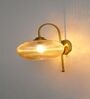 Elegant Brass Down Ribbed Amber Glass Wall Light