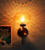 Elegant Brass Wall Light Diamond Amber Glass Fixture