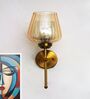Elegant Brass Wall Light Ribbed Glass Shade