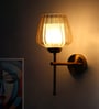 Elegant Brass Wall Light Ribbed Glass Shade