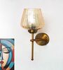 Elegant Brass Wall Light Ribbed Glass Shade