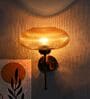 Elegant Brass Wall Light Ribbed Kachori Glass