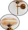 Elegant Brass Wall Light Ribbed Kachori Glass