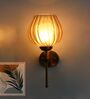 Elegant Brass Wall Sconce Amber Glass Lamp