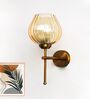 Elegant Brass Wall Sconce Amber Glass Lamp