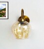 Elegant Brass Wall Sconce Amber Glass Modern Lighting