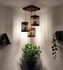 Elegant Brown Solid Wood Cluster Hanging Light