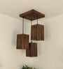 Elegant Brown Solid Wood Cluster Hanging Light