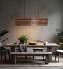Elegant Centrum 3 Lights Brown Solid Wood Linear Chandelier Cluster Hanging Light