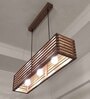 Elegant Centrum 3 Lights Brown Solid Wood Linear Chandelier Cluster Hanging Light