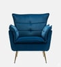 Elegant Chaise Velvet Fabric Lounge Chair In Blue Colour