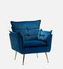 Elegant Chaise Velvet Fabric Lounge Chair In Blue Colour