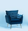 Elegant Chaise Velvet Fabric Lounge Chair In Blue Colour