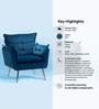 Elegant Chaise Velvet Fabric Lounge Chair In Blue Colour