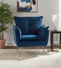 Elegant Chaise Velvet Fabric Lounge Chair In Blue Colour