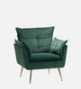 Elegant Chaise Velvet Fabric Lounge Chair In Green Colour