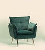 Elegant Chaise Velvet Fabric Lounge Chair In Green Colour