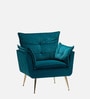 Elegant Chaise Velvet Fabric Lounge Chair In Teal Colour