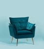 Elegant Chaise Velvet Fabric Lounge Chair In Teal Colour