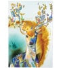 Elegant deer Panels Blue Canvas Teakwood And MDF Framed Wildlife Art Panels