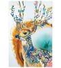 Elegant deer Panels Blue Canvas Teakwood And MDF Framed Wildlife Art Panels