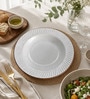 Cream Ceramic Textured Serving Plate