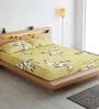 Elegant Floral Print Cotton Blend Fitted Bedsheet for King Size Bed (72 x 78 x 6 Inches, Olive Green)