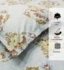 Elegant Floral Print Cotton Double Bed Flat Bedsheet with 2 Pillow Covers