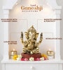 Golden Elegant Ganesha Brass Idol