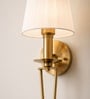 Elegant Gold Long-Arm Wall Light with Fabric Shade