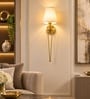 Elegant Gold Long-Arm Wall Light with Fabric Shade
