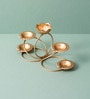 Elegant Golden Lotus Candle Holder Urli 4 Diyas