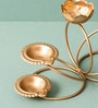 Elegant Golden Lotus Candle Holder Urli 4 Diyas