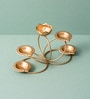 Elegant Golden Lotus Candle Holder Urli 4 Diyas