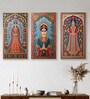 Woman Canvas Series Set of 3 Printed Wall Painting Gold Frame