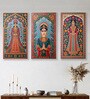 Woman Canvas Series Set of 3 Printed Wall Painting White Frame