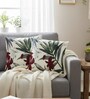 Elegant Maroon & Green Botanical Embroidered Throw Cushion Covers (18x18 Inch, Set of 2)