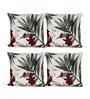 Elegant Maroon & Green Botanical Embroidered Throw Cushion Covers (18x18 Inch, Set of 4)