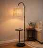 Elegant Metal Floor Lamp with Macrame Fabric Shade