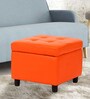 Kayla Ottoman with Storage in Orange Colour