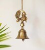 Elegant Peacock Hand-Etched Gold Brass Decorative Hanging Bell